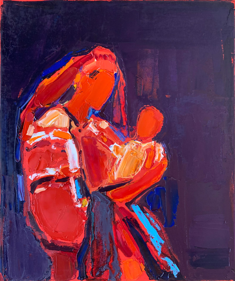 Материнство II. 60x50 cm, олія, полотно, 2022. ПРОДАНА.