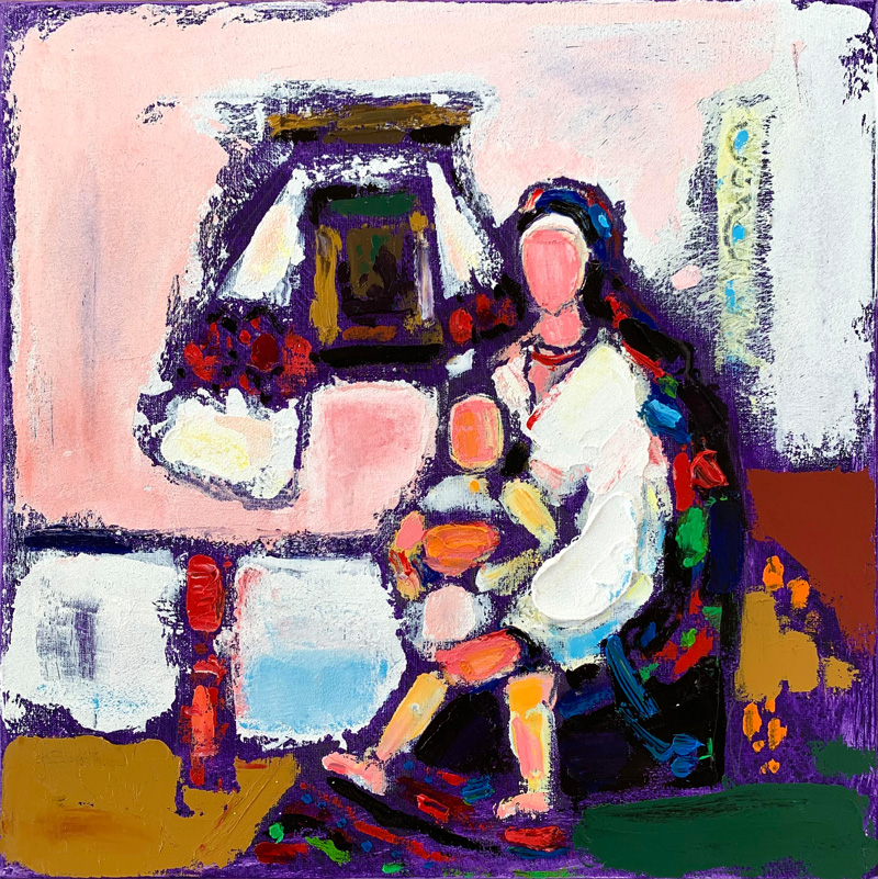 Материнство VII. 40x40 cm, олія, полотно, 2023.