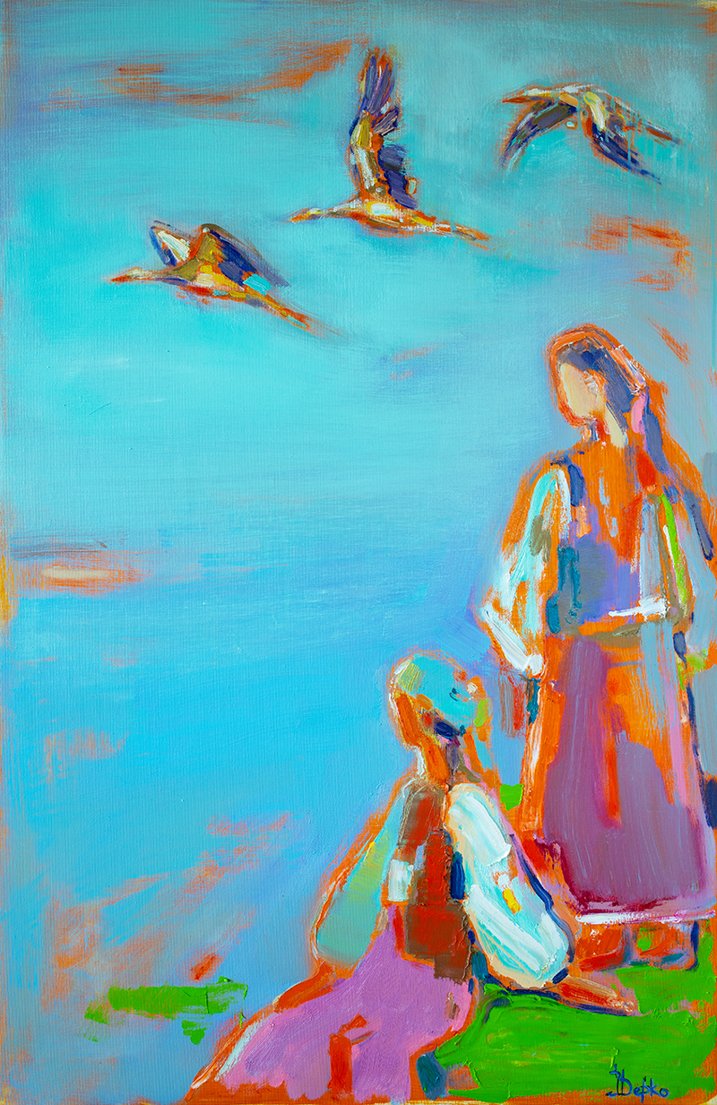 from cycle Storks 100х65 cm, oil on canvas 2024. 900$