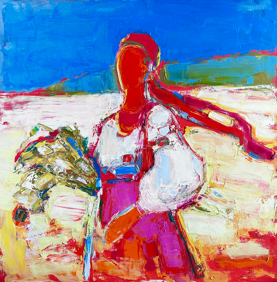 On the field 60x60 cm, oil on canvas, 2024. SOLD