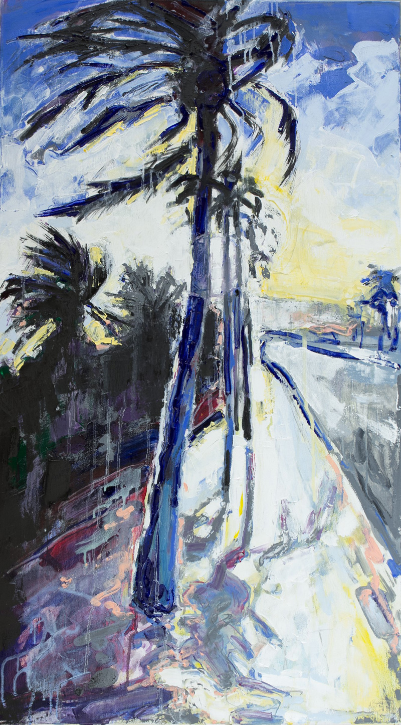 Evening palm trees. 90x50 cm, oil on canvas, 2019. 400$